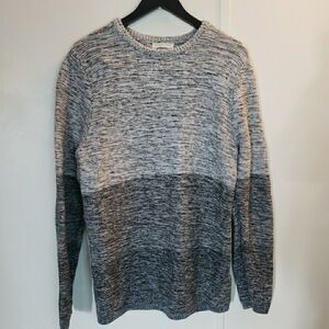 Old Navy Mens L Heavy Weight Ribbed Knit Sweater Gray Cotton Fisherman Nautical